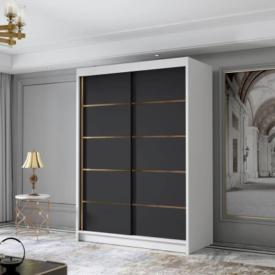 Šatní skříň MILINA - 120 cm, bílá / černá