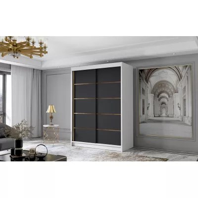 Šatní skříň MILINA - 120 cm, bílá / černá