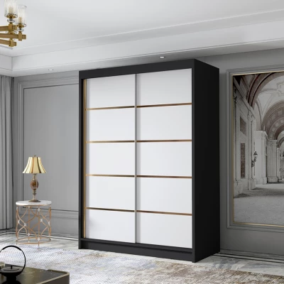 Šatní skříň MILINA - 120 cm, černá / bílá