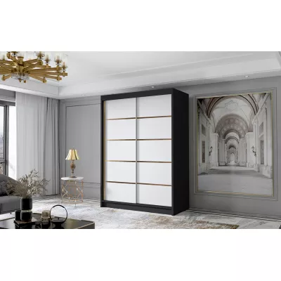 Šatní skříň MILINA - 120 cm, černá / bílá