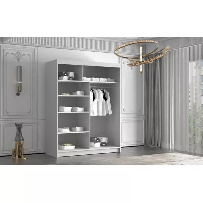 Šatní skříň se zrcadlem MILINA - 150 cm, bílá
