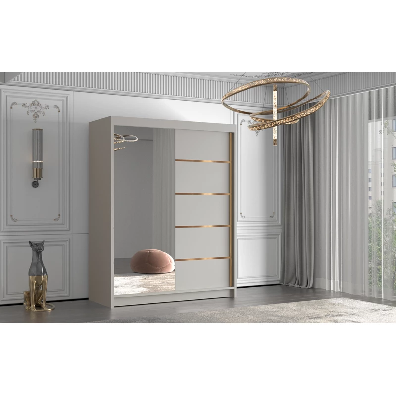 Šatní skříň se zrcadlem MILINA - 150 cm, kašmír