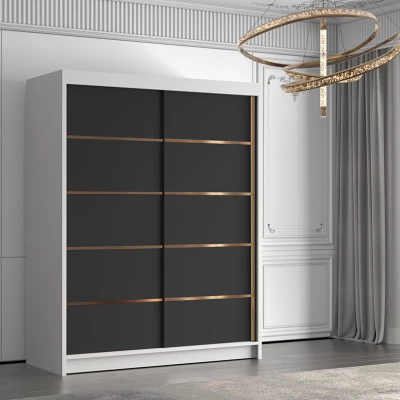 Šatní skříň MILINA - 150 cm, bílá / černá