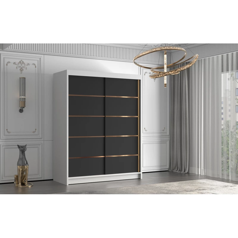 Šatní skříň MILINA - 150 cm, bílá / černá