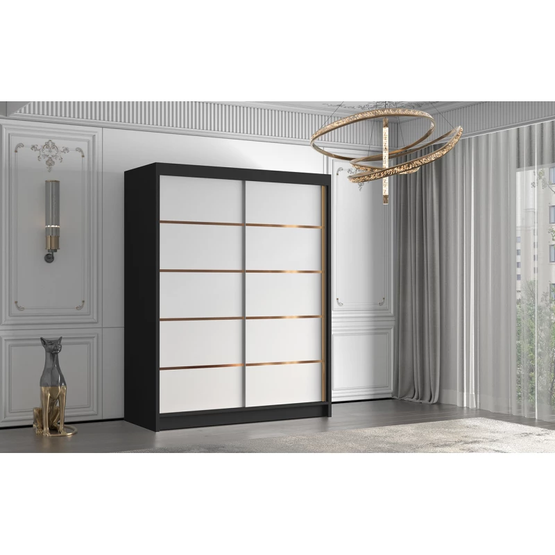 Šatní skříň MILINA - 150 cm, černá / bílá