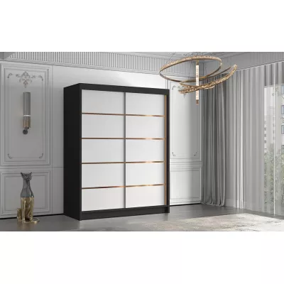 Šatní skříň MILINA - 150 cm, černá / bílá