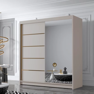 Šatní skříň se zrcadlem MILINA - 180 cm, kašmír