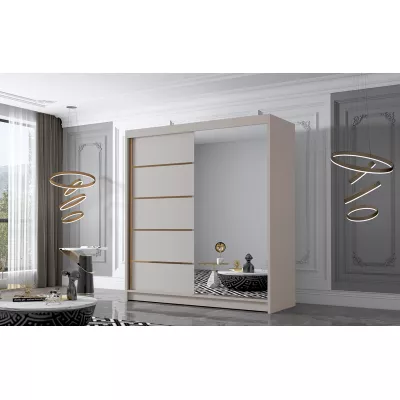 Šatní skříň se zrcadlem MILINA - 180 cm, kašmír