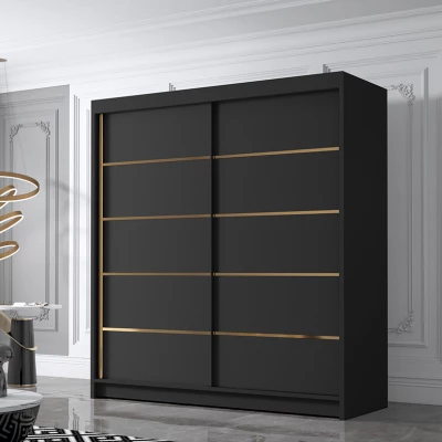 Šatní skříň MILINA - 180 cm, černá