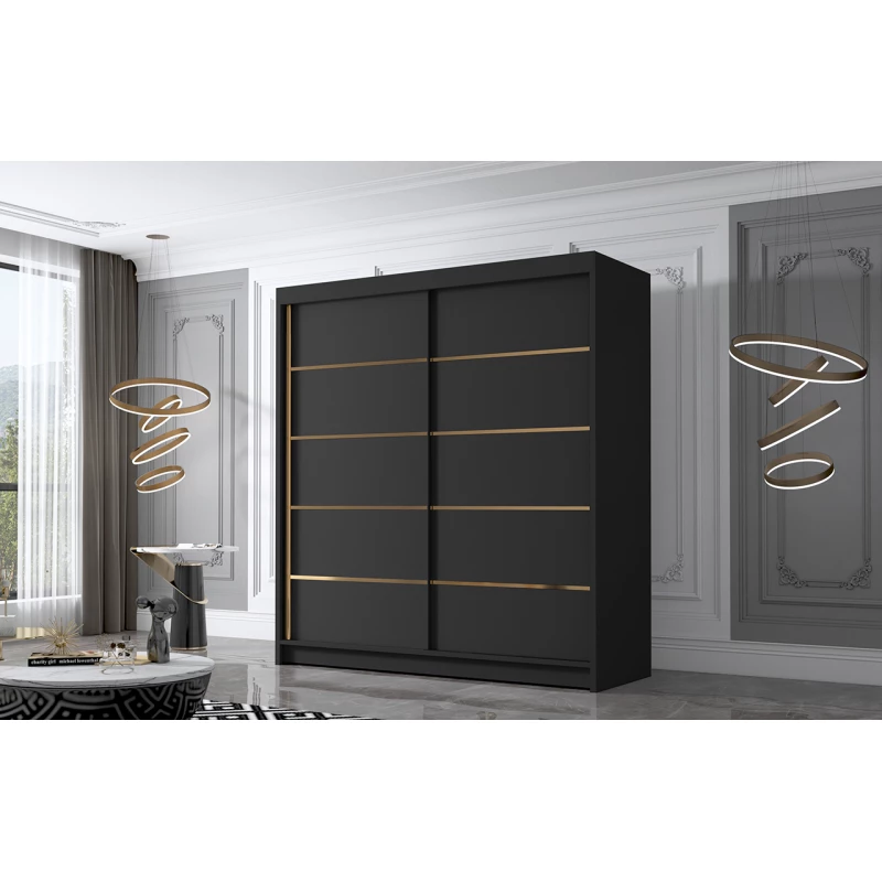 Šatní skříň MILINA - 180 cm, černá