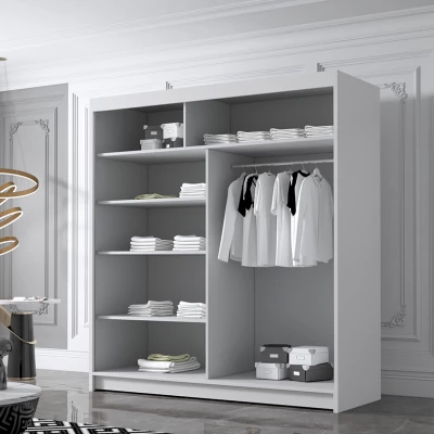 Šatní skříň MILINA - 180 cm, černá / bílá