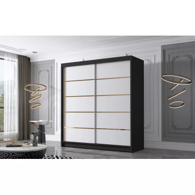 Šatní skříň MILINA - 180 cm, černá / bílá