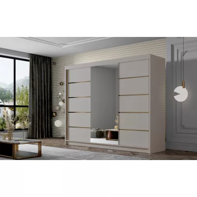 Šatní skříň se zrcadlem MILINA - 250 cm, kašmír