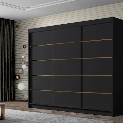 Šatní skříň MILINA - 250 cm, černá