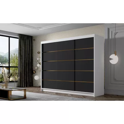 Šatní skříň MILINA - 250 cm, bílá / černá