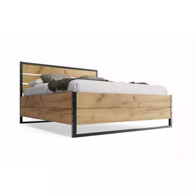 Manželská postel 180x200 BEATRICE s matrací - dub
