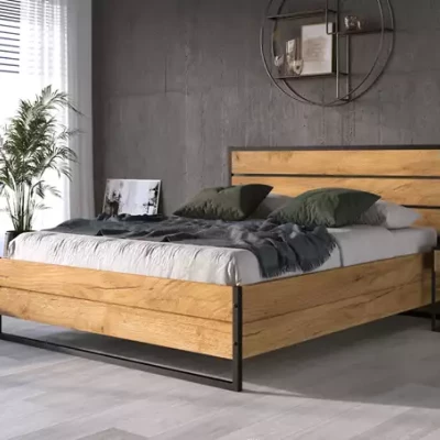 Manželská postel 180x200 BEATRICE s matrací - dub