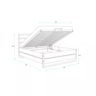 Manželská postel 180x200 BEATRICE - dub