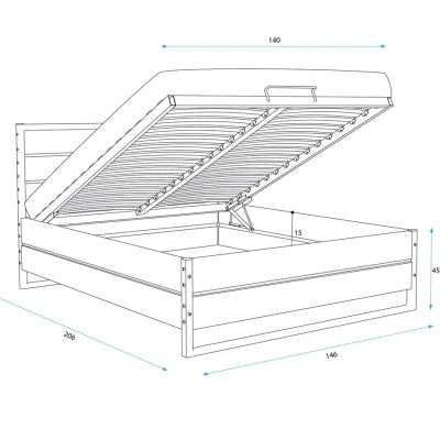 Manželská postel 140x200 BEATRICE - dub