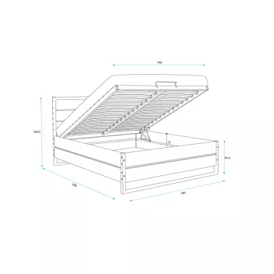 Manželská postel 140x200 BEATRICE - dub