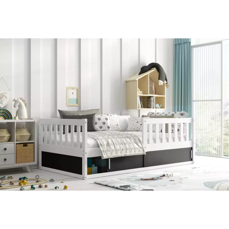 Dětská postel 80x160 AGAPI s matrací a dvířky - bílá