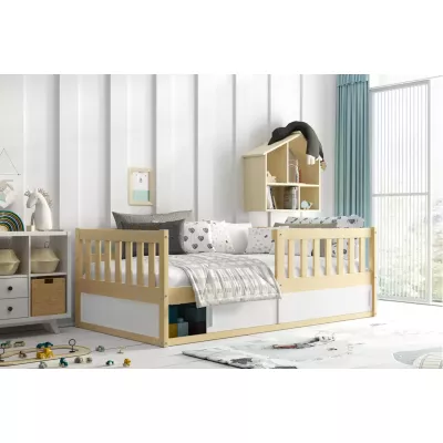 Dětská postel 80x160 AGAPI s matrací a dvířky - borovice
