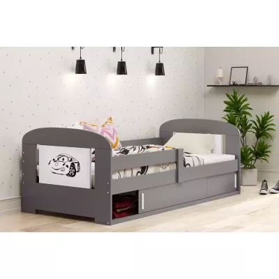 Dětská postel 80x160 REINE s matrací a dvířky - grafit