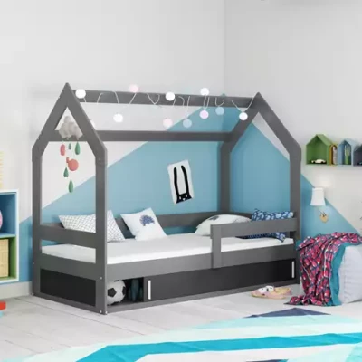 Dětská postel 80x160 BASILE s matrací a dvířky - grafit