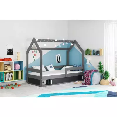 Dětská postel 80x160 BASILE s matrací a dvířky - grafit
