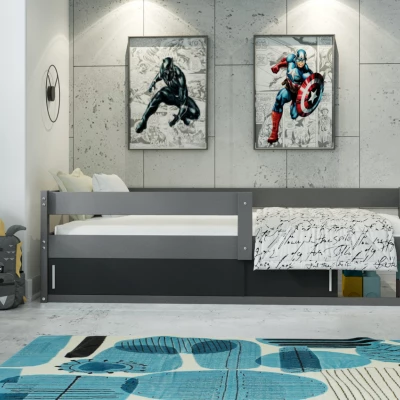 Dětská postel 80x160 ZIXI s matrací a dvířky - grafit