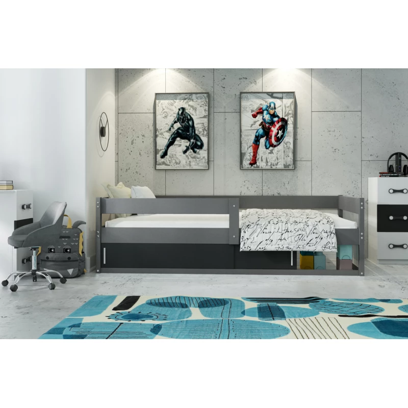 Dětská postel 80x160 ZIXI s matrací a dvířky - grafit