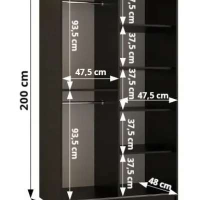 Šatní skříň MATILDA 2 - 100 cm, černá / černá