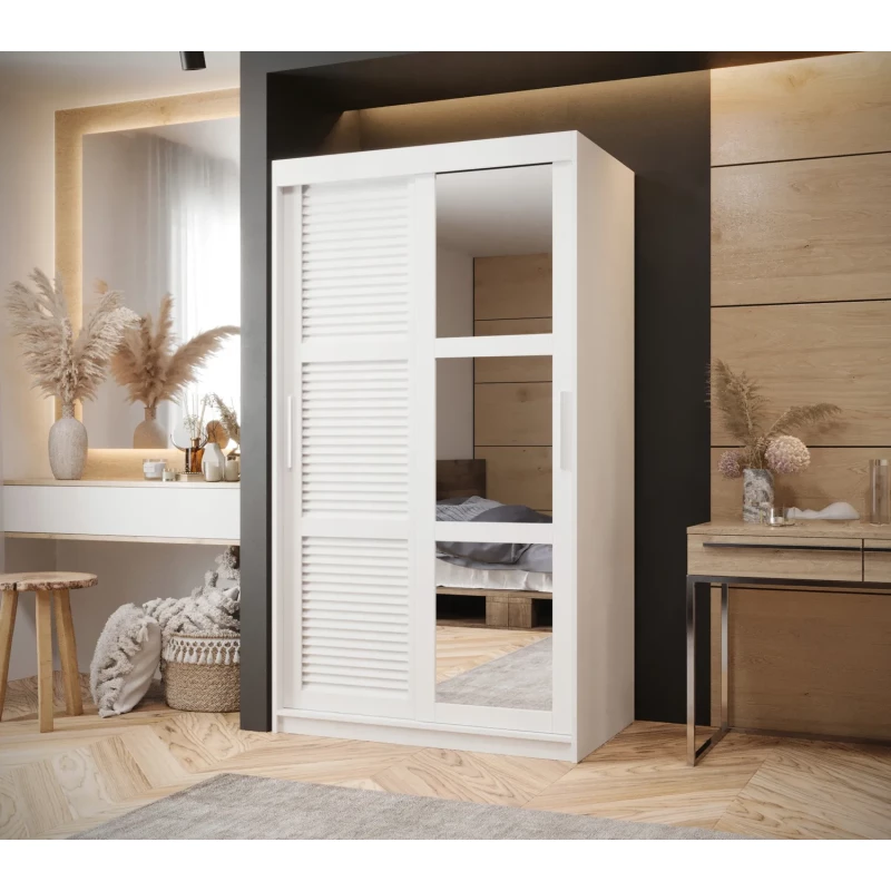 Šatní skříň MATILDA 2 - 100 cm, bílá / stříbrná