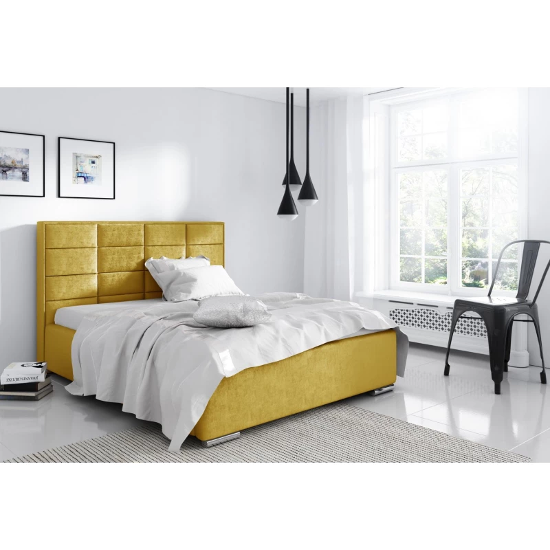 Manželská postel 200x200 CAFFARA - žlutá