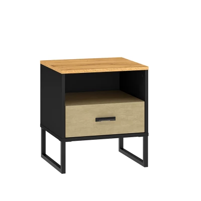 Noční stolek SABEL - černý / dub craft zlatý