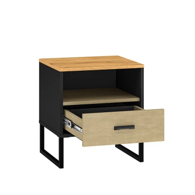 Noční stolek SABEL - černý / dub craft zlatý