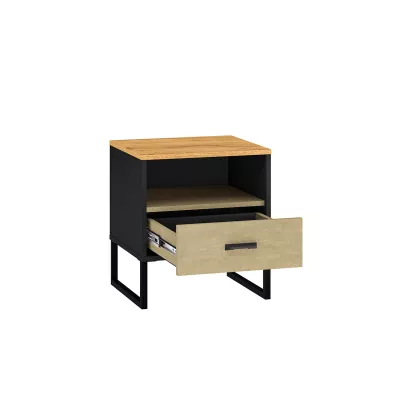 Noční stolek SABEL - černý / dub craft zlatý
