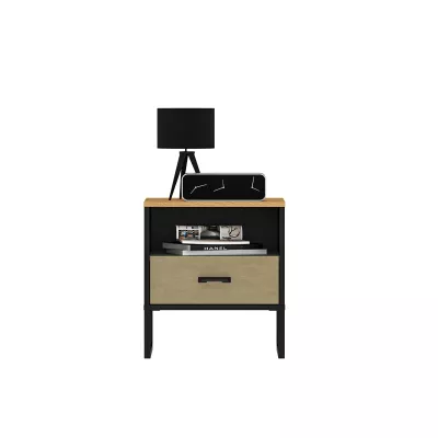 Noční stolek SABEL - černý / dub craft zlatý