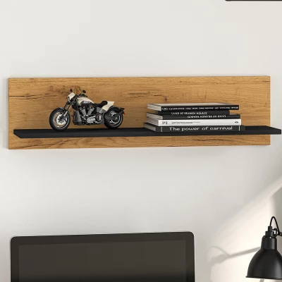 Závěsná police SABEL - černá / dub craft zlatý