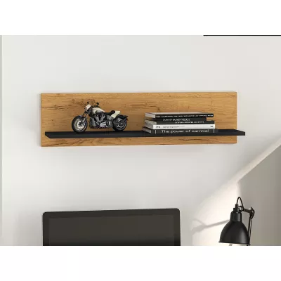 Závěsná police SABEL - černá / dub craft zlatý