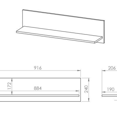 Závěsná police SABEL - černá / dub craft zlatý