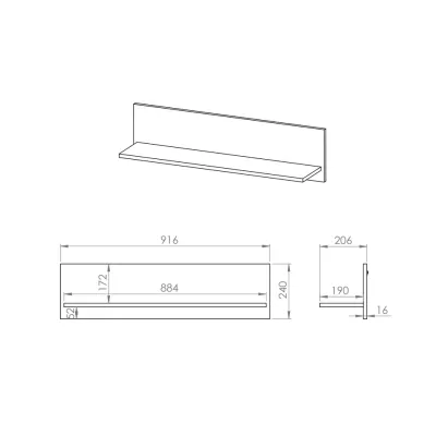 Závěsná police SABEL - černá / dub craft zlatý
