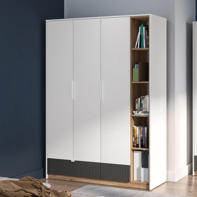 Šatní skříň 138 ARANA - bílá / dub castello / grafitová