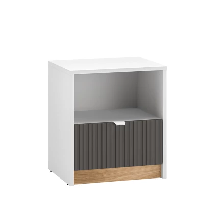 Noční stolek ARANA - bílý / dub castello / grafitový