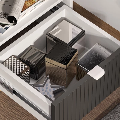 Noční stolek ARANA - bílý / dub castello / grafitový