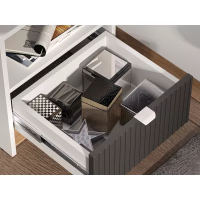 Noční stolek ARANA - bílý / dub castello / grafitový