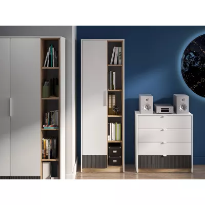 Policová skříň 64 ARANA - bílá / dub castello / grafitová