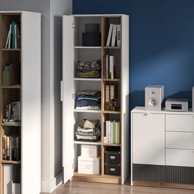 Policová skříň 64 ARANA - bílá / dub castello / grafitová