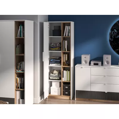 Policová skříň 64 ARANA - bílá / dub castello / grafitová