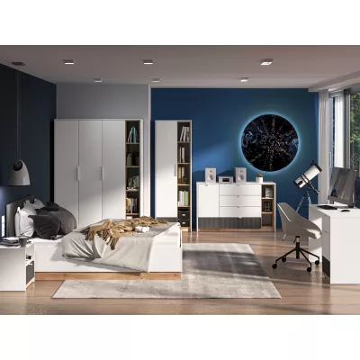 Policová skříň 64 ARANA - bílá / dub castello / grafitová